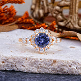 Luxury 4-Prong Round Cut Tanzanite Engagement Ring